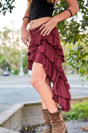 RUFFLE SKIRT MAROON