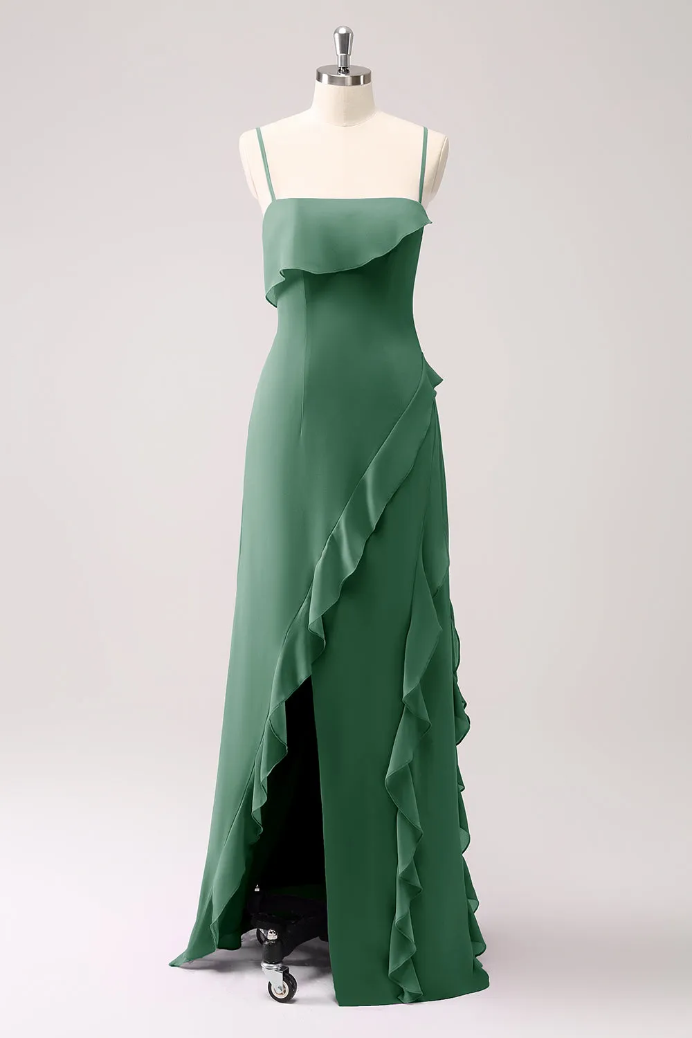 Tahiti Ruffles Sheath Maxi Dress with Slit