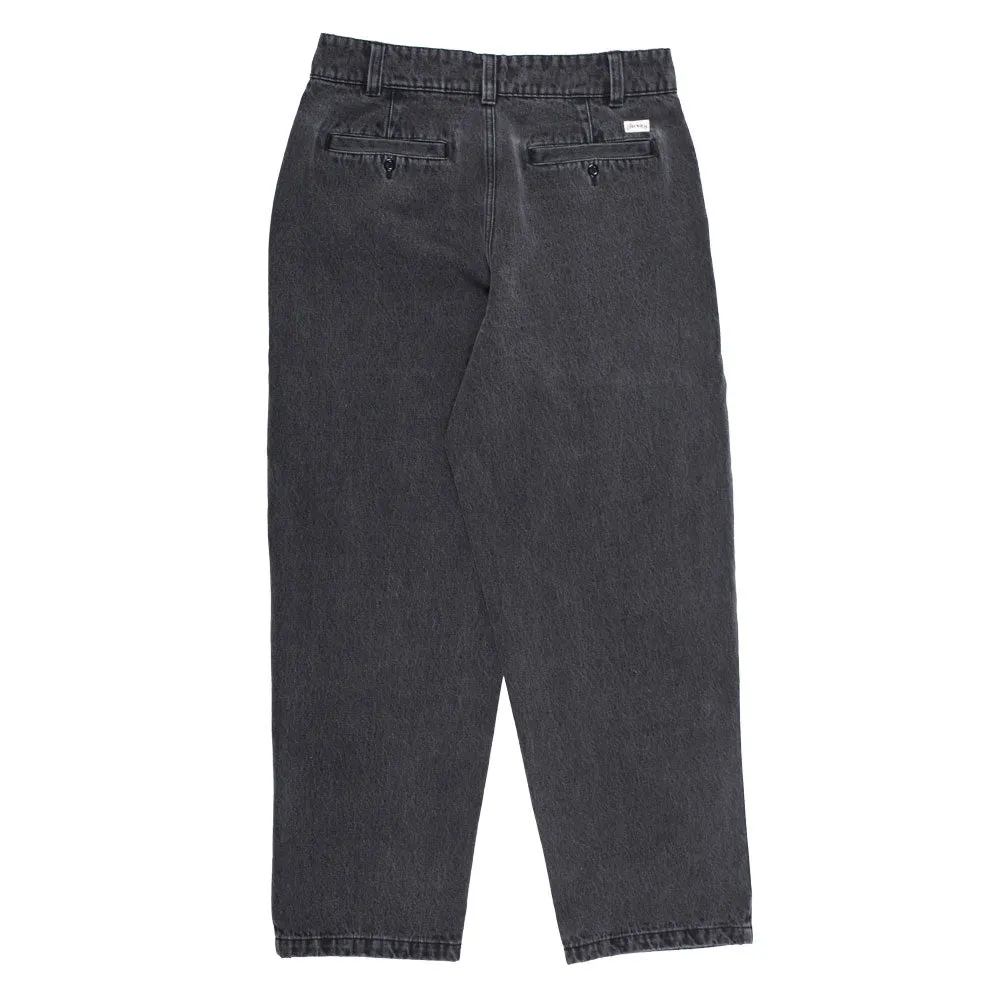 Theories BELVEDERE PLEATED DENIM TROUSERS Washed Black Jeans