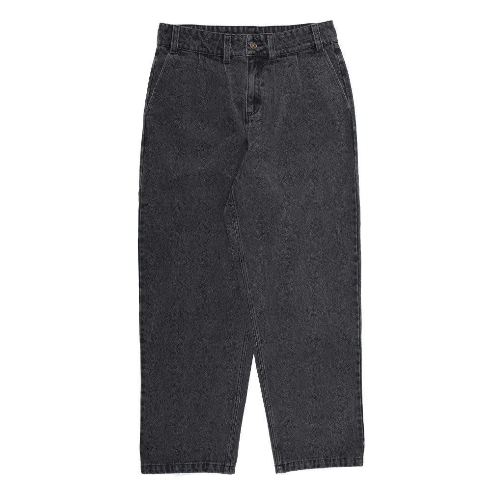 Theories BELVEDERE PLEATED DENIM TROUSERS Washed Black Jeans