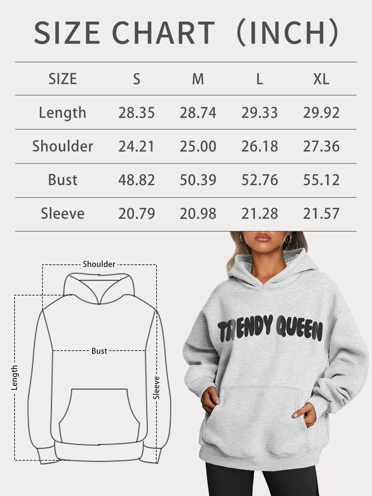 Trendy Queen Womens Oversized Hoodies Fleece Sweatshirts Long Sleeve Sweaters Pullover Fall Outfits Winter Clothes