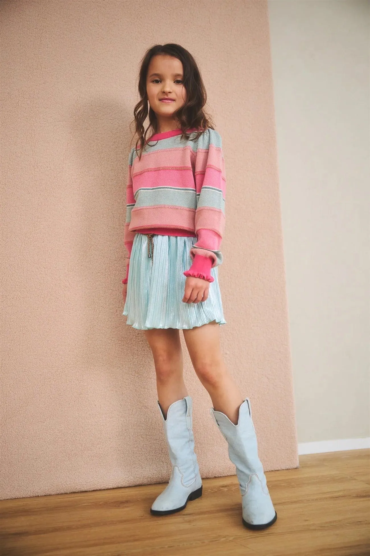 Tween Sweaters | Kamelie Knitted Striped Sweater Pink | Nono