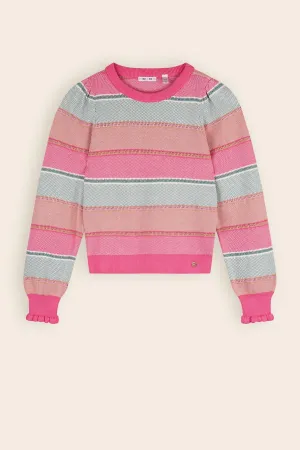 Tween Sweaters | Kamelie Knitted Striped Sweater Pink | Nono