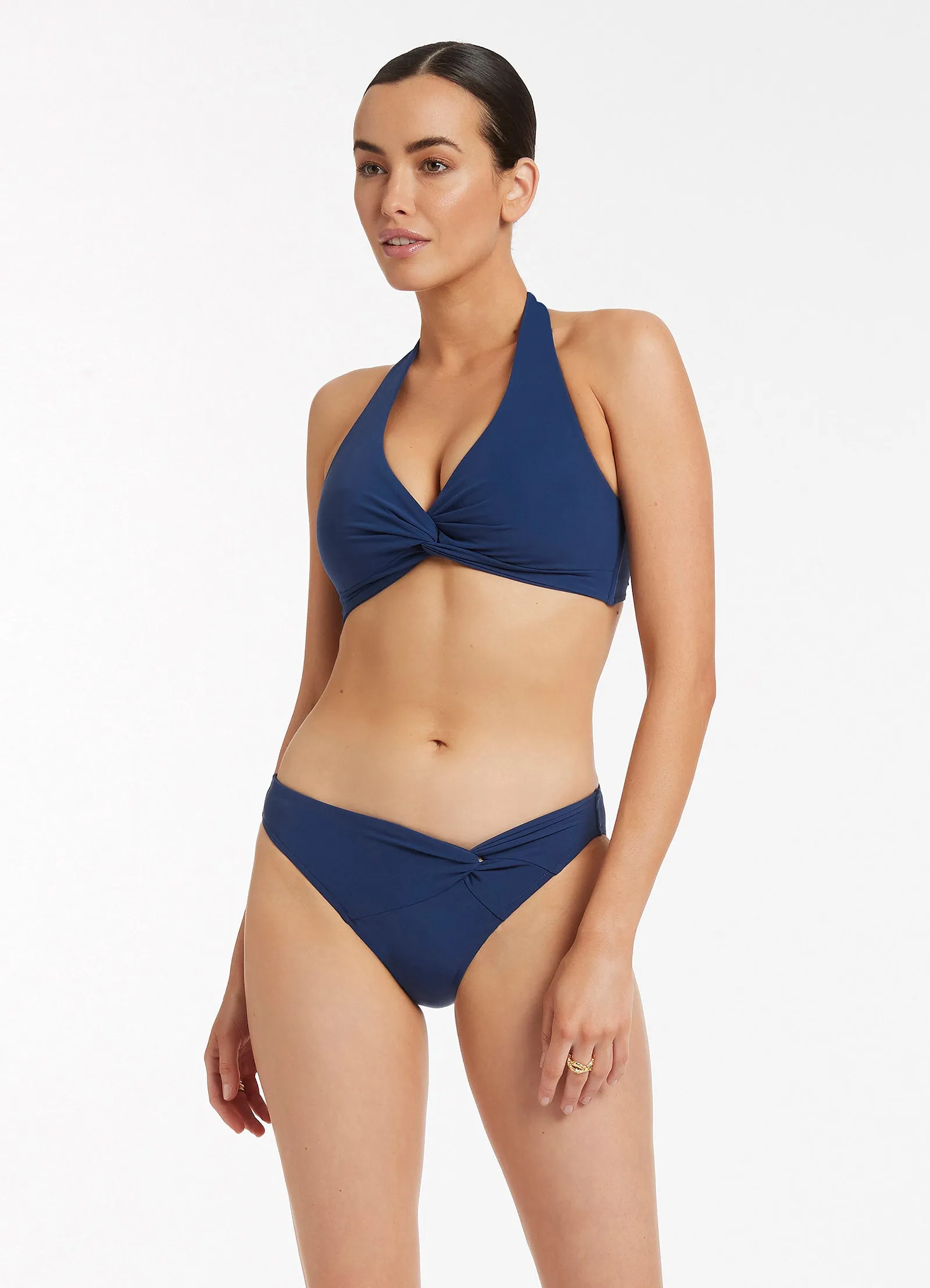 Twist Front Hipster Bikini Bottom - Pacific Blue