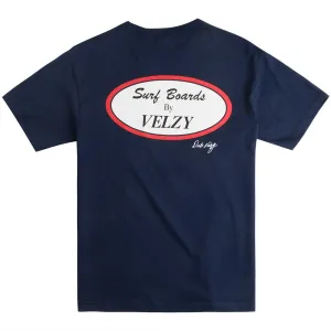 Velzy Surfboard Oval Mens Classic Tee, NAVY