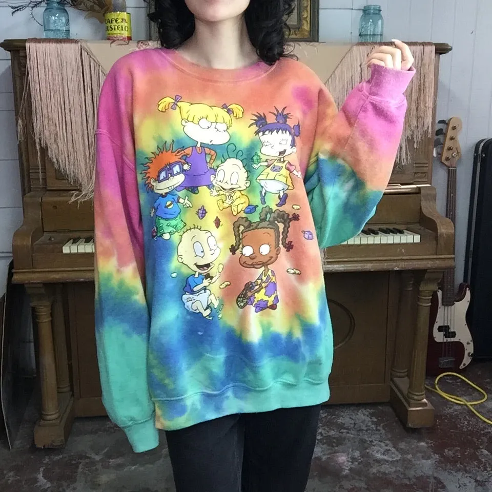 Vintage 90s | RUGRATS Tie Dye Pullover Cozy Sweatshirt | Size L