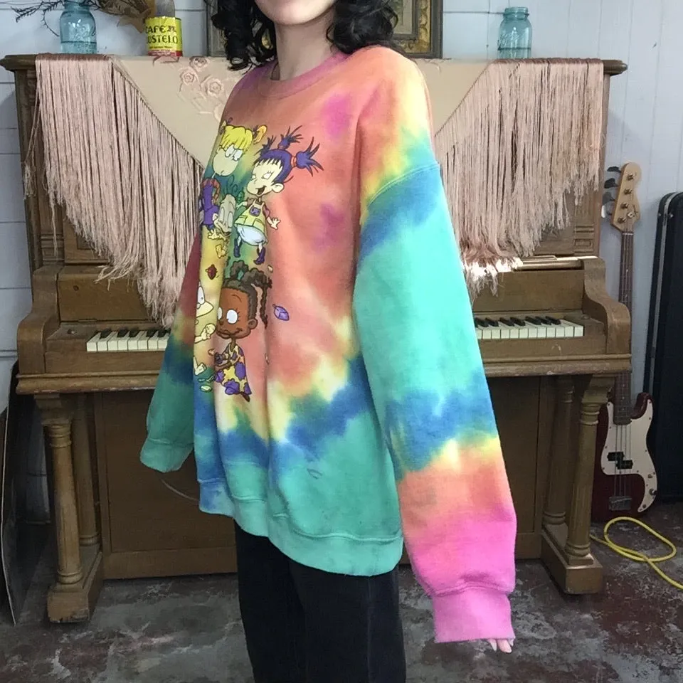 Vintage 90s | RUGRATS Tie Dye Pullover Cozy Sweatshirt | Size L