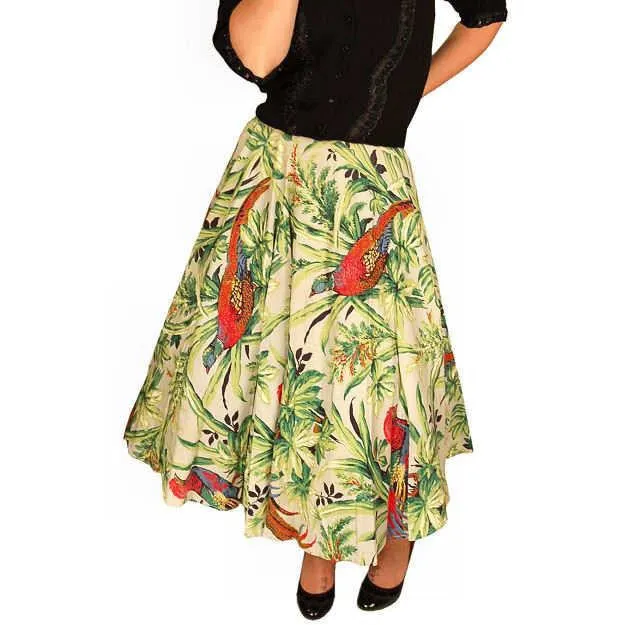 Vintage Circle Skirt Large Scale Print Bark Cloth Super 1940S Small