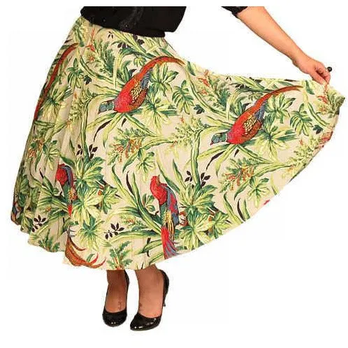 Vintage Circle Skirt Large Scale Print Bark Cloth Super 1940S Small