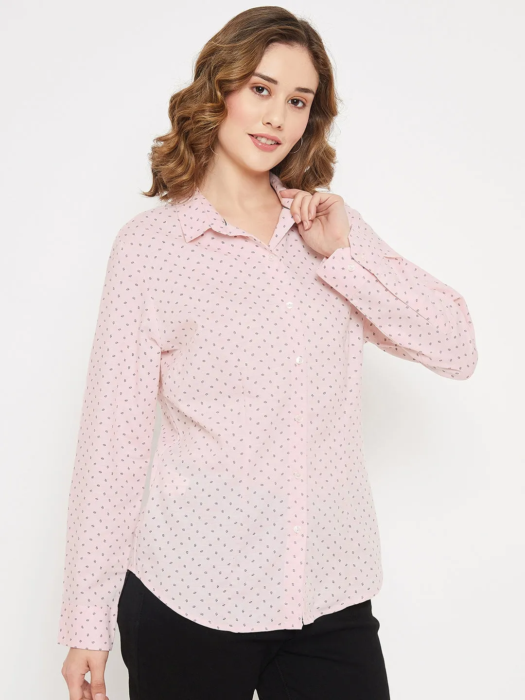 Women's Formal  Pink Regular Full Sleeve  Shirt