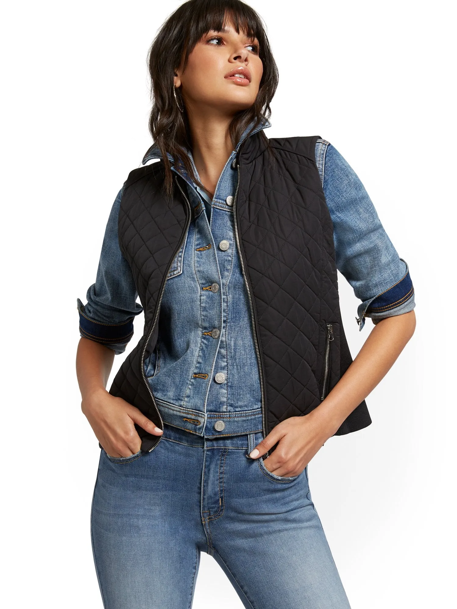 Zip-Front Quilted Vest