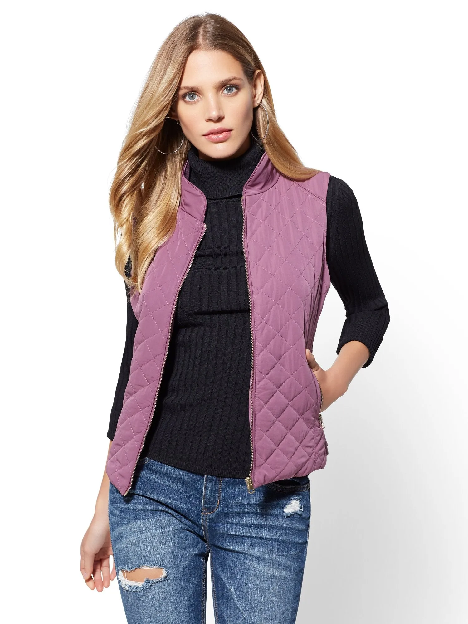 Zip-Front Quilted Vest