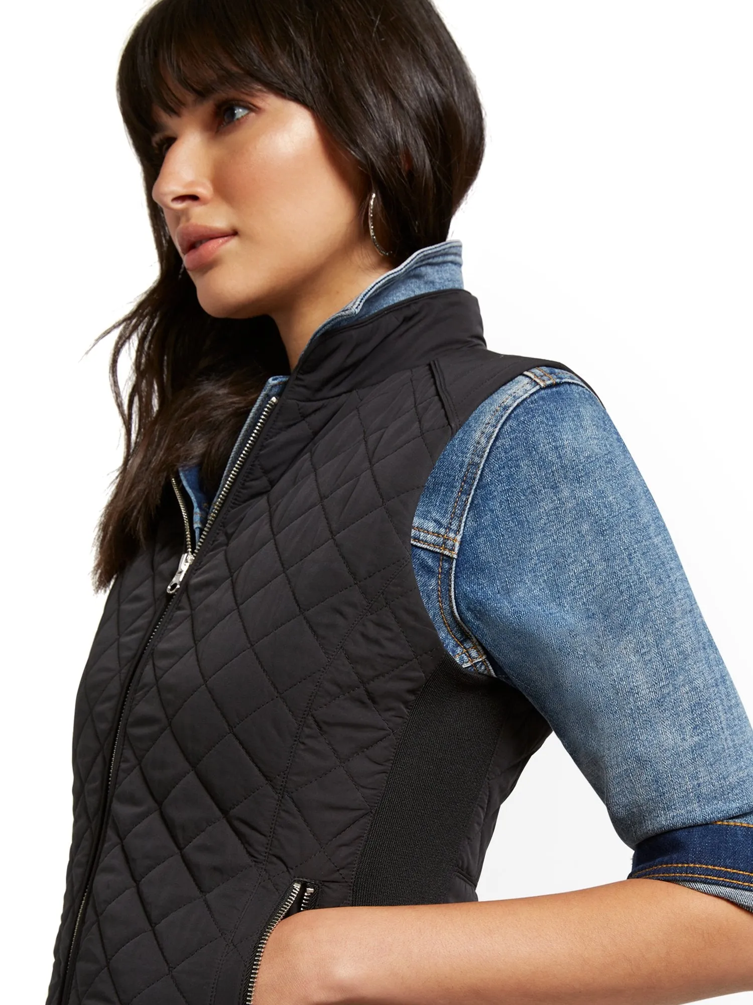 Zip-Front Quilted Vest