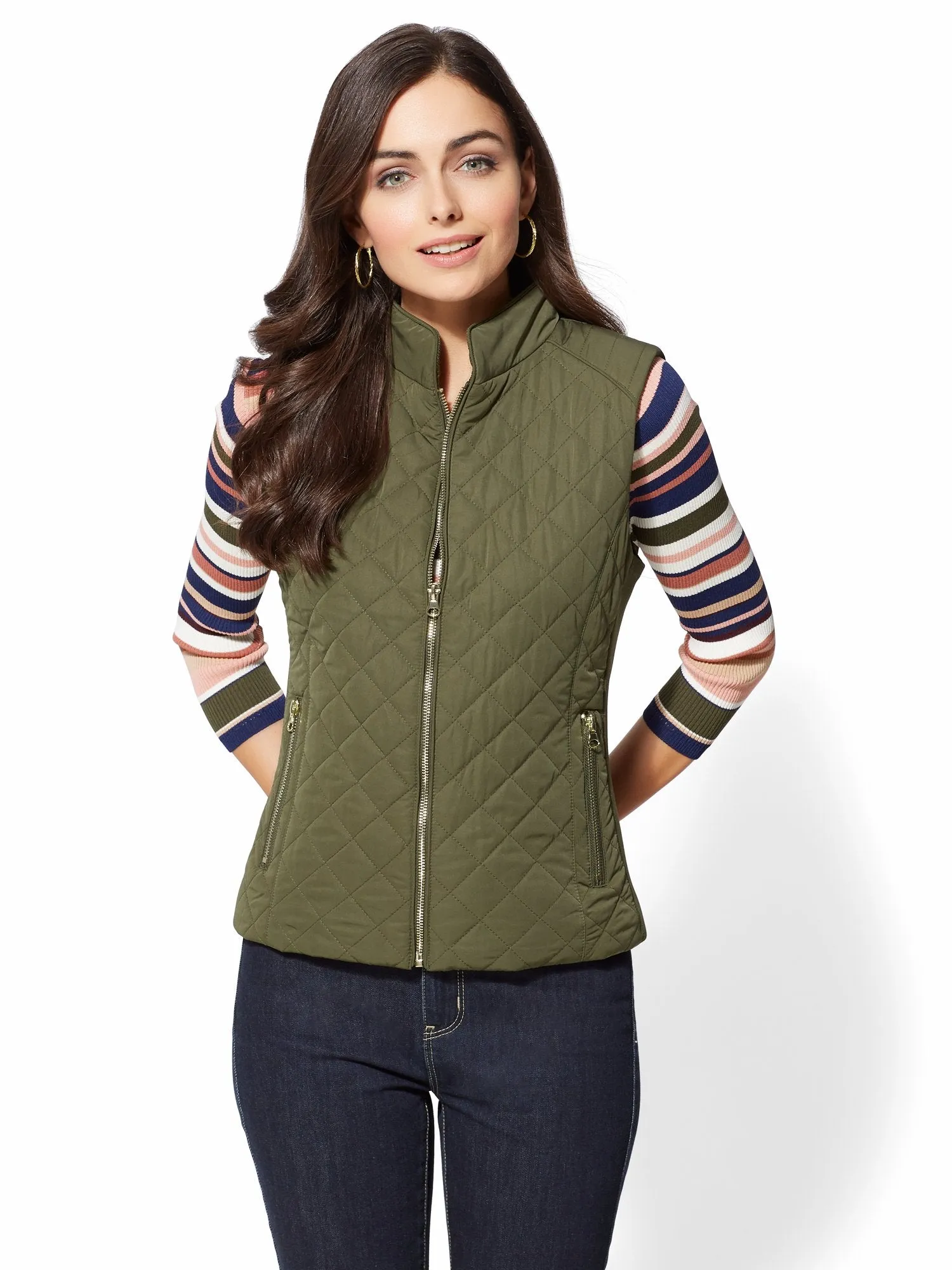 Zip-Front Quilted Vest