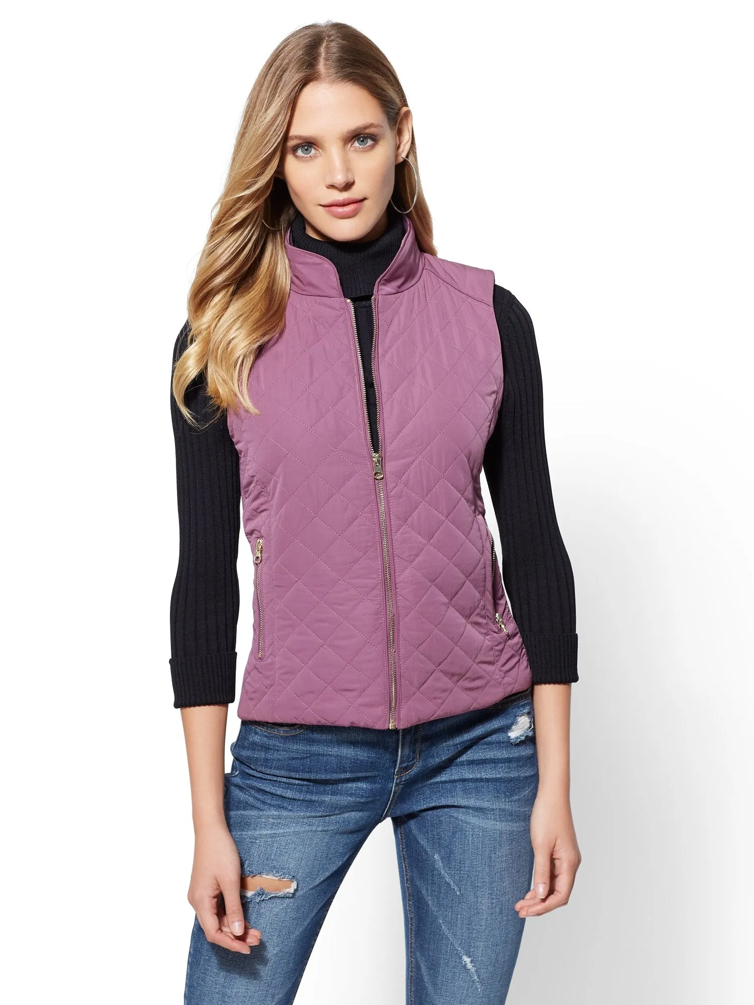 Zip-Front Quilted Vest