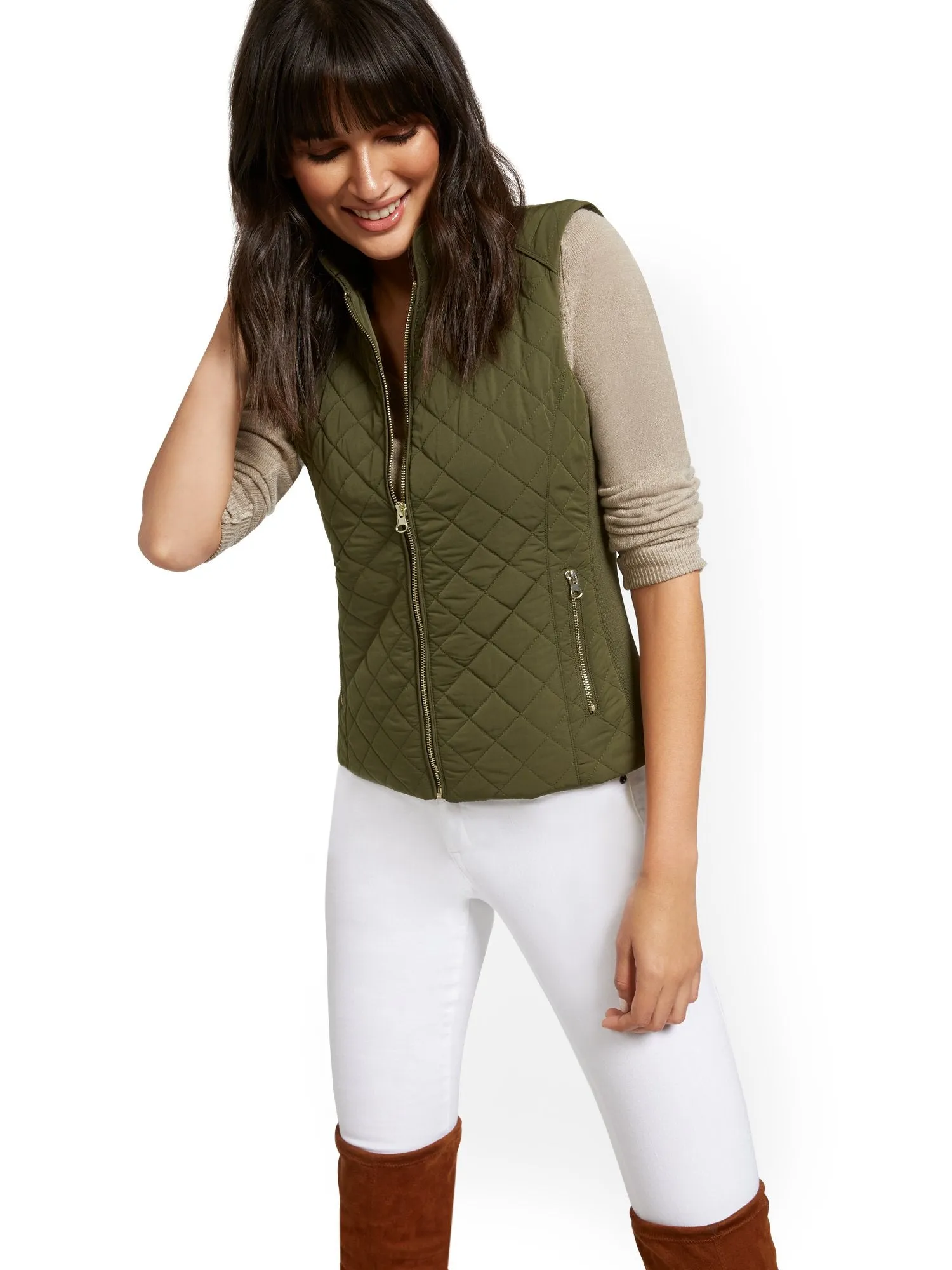 Zip-Front Quilted Vest